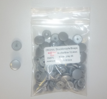 Kamsnap press-buttons 12.4mm (25 pcs), Silver Grey 45